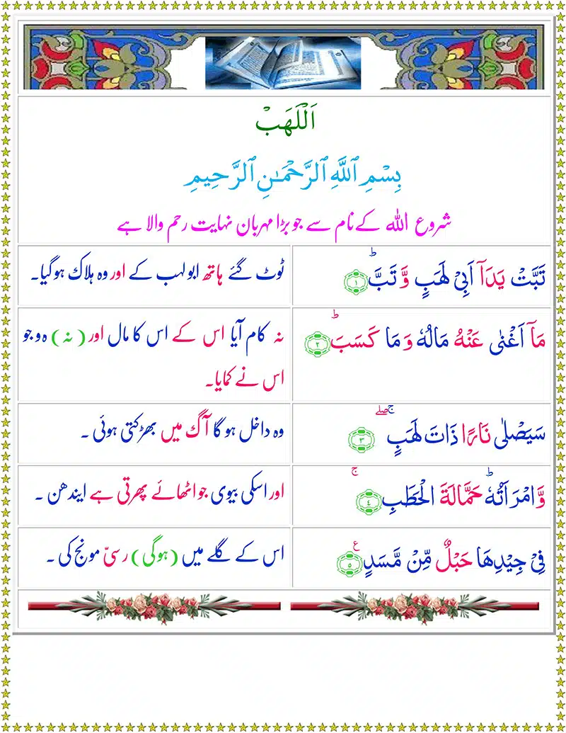 Surah Al-Lahab with Urdu Tarjuma